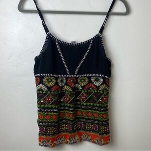 Band of Gypsies Boho Embroidered Festival Cami Tank Top Tribal size small